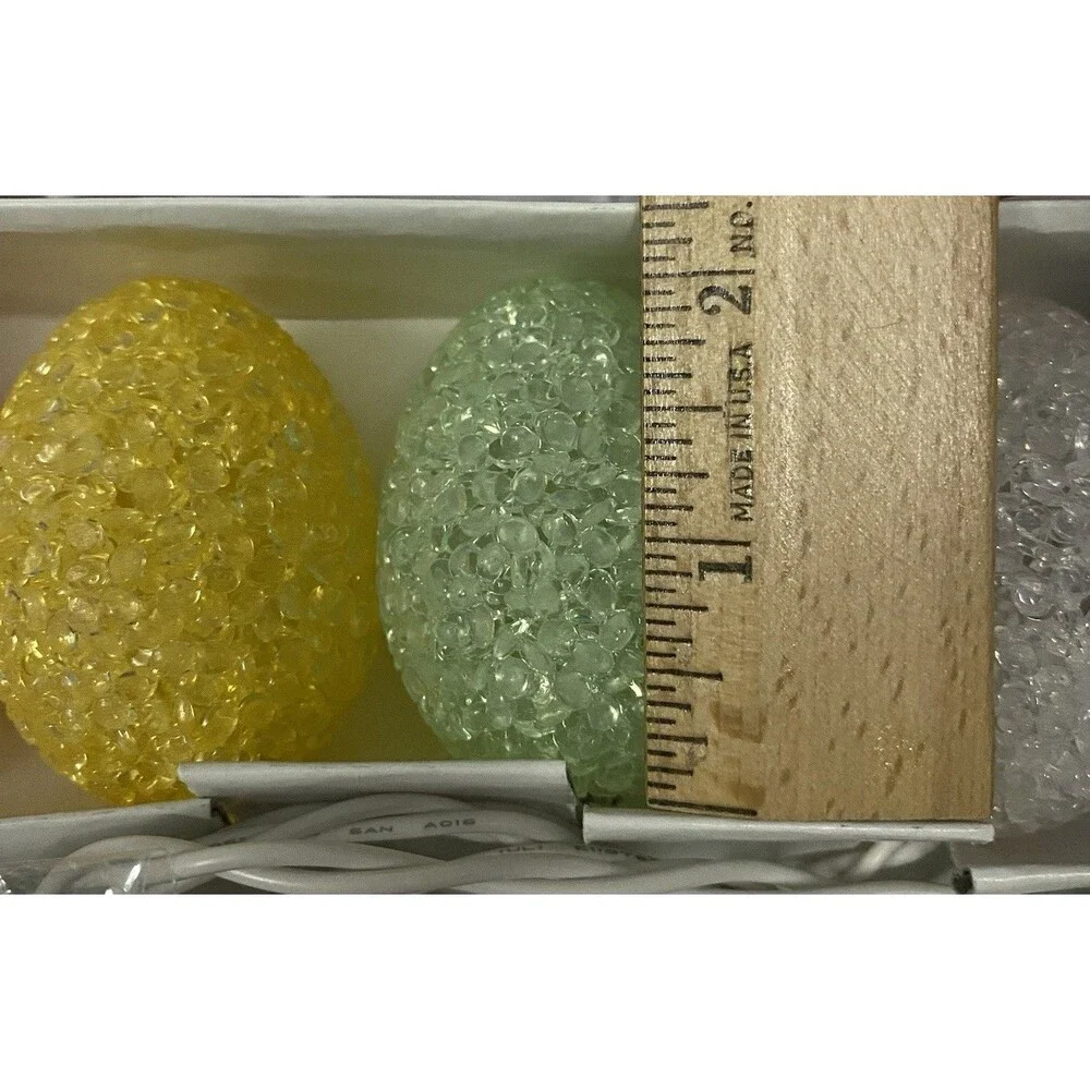 VTG 10 ct Fancy Crackle Easter Egg String Light Set 9.5 ft NOS Indoor Outdoor UL